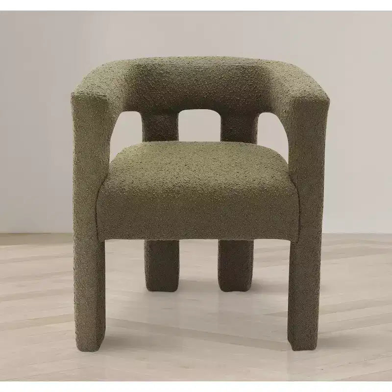 Sedia in Tessuto Bouclé Verde Oliva Athena Meridian Furniture
