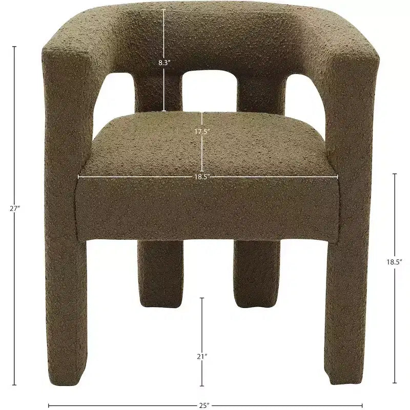 Sedia in Tessuto Bouclé Verde Oliva Athena Meridian Furniture