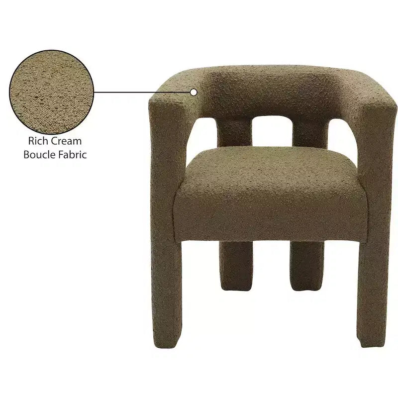 Sedia in Tessuto Bouclé Verde Oliva Athena Meridian Furniture