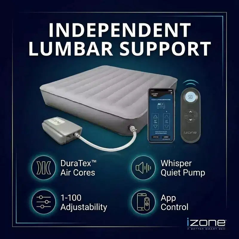 Materasso a zone intelligenti iZone 16, regolabile su entrambi i lati, da morbido a rigido, supporto lombare personalizzato per coppie, prova di 100 notti