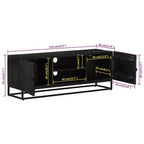 vidaXL Mobile Porta TV Nero in Legno Massello di Mango e Ferro 110x30x40 cm