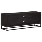 vidaXL Mobile Porta TV Nero in Legno Massello di Mango e Ferro 110x30x40 cm