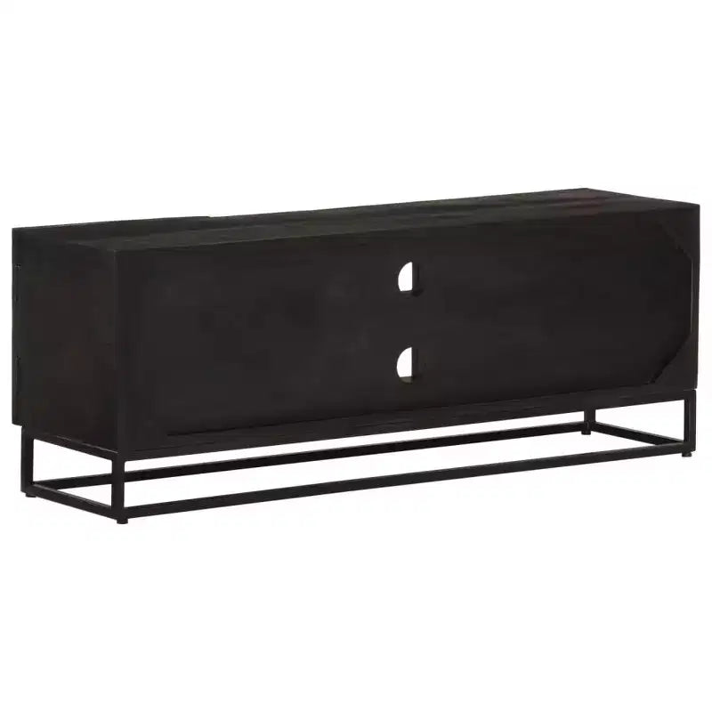 vidaXL Mobile Porta TV Nero in Legno Massello di Mango e Ferro 110x30x40 cm
