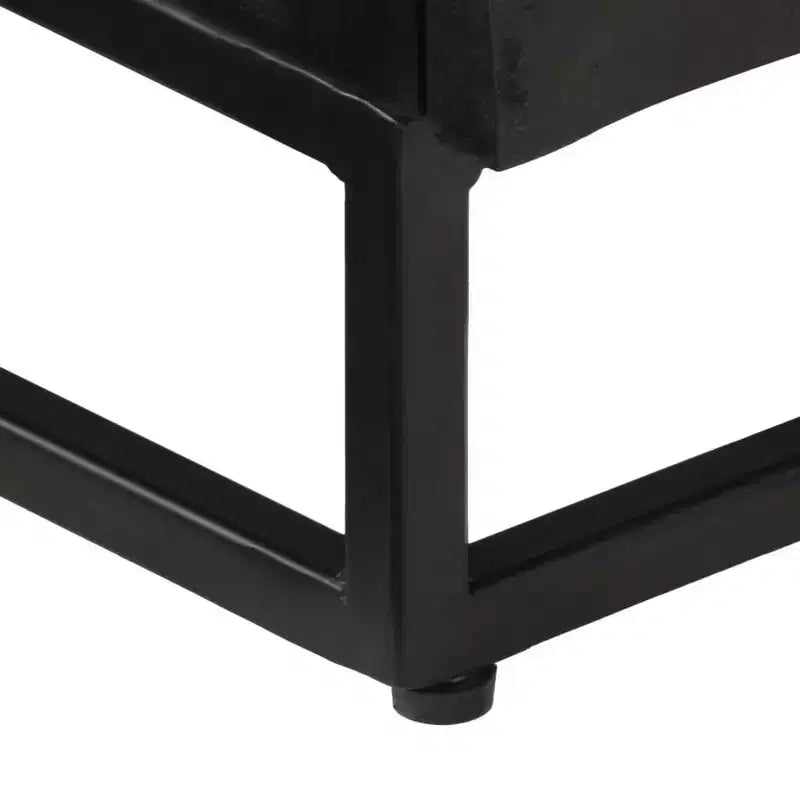 vidaXL Mobile Porta TV Nero in Legno Massello di Mango e Ferro 110x30x40 cm
