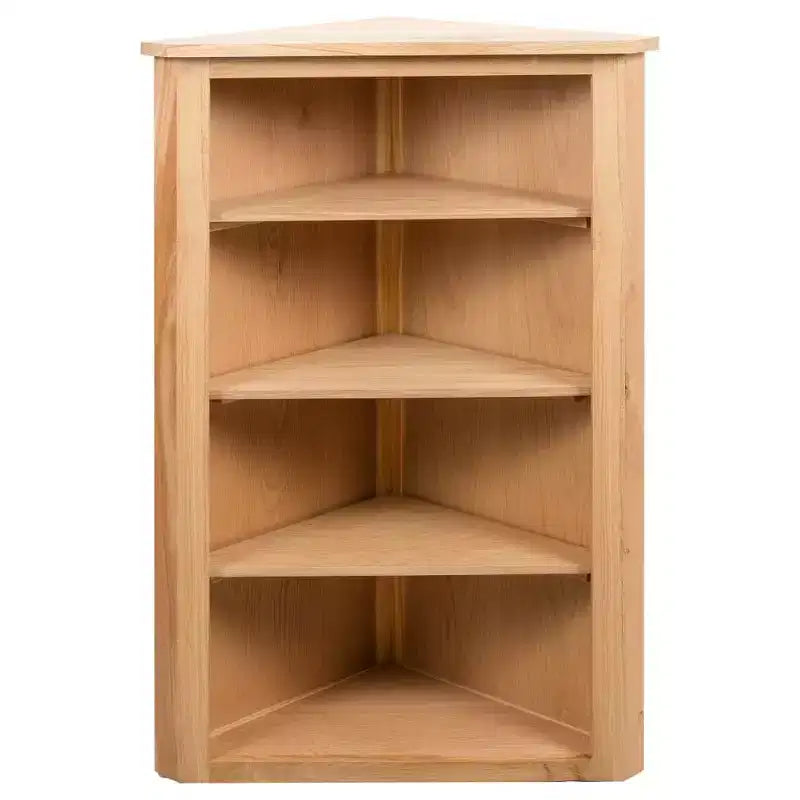 vidaXL Étagère d'angle Marron Chêne massif et MDF avec placage de chêne