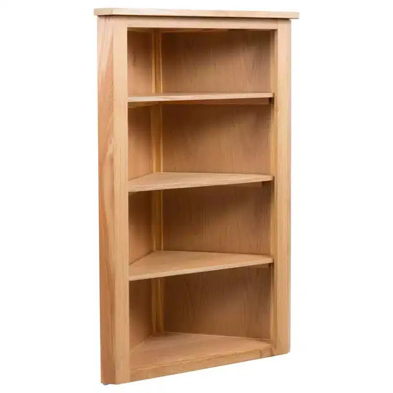 vidaXL Étagère d'angle Marron Chêne massif et MDF avec placage de chêne