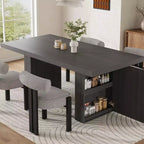 Grande tavolo da pranzo da 70,8 pollici con gambe scanalate e contenitore, tavolo da pranzo moderno in legno per 6-8-10 persone, mobile resistente per sala da pranzo