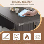 Grande tavolo da pranzo da 70,8 pollici con gambe scanalate e contenitore, tavolo da pranzo moderno in legno per 6-8-10 persone, mobile resistente per sala da pranzo