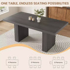 Grande tavolo da pranzo da 70,8 pollici con gambe scanalate e contenitore, tavolo da pranzo moderno in legno per 6-8-10 persone, mobile resistente per sala da pranzo