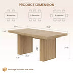 Grande tavolo da pranzo da 70,8 pollici con gambe scanalate e contenitore, tavolo da pranzo moderno in legno per 6-8-10 persone, mobile resistente per sala da pranzo
