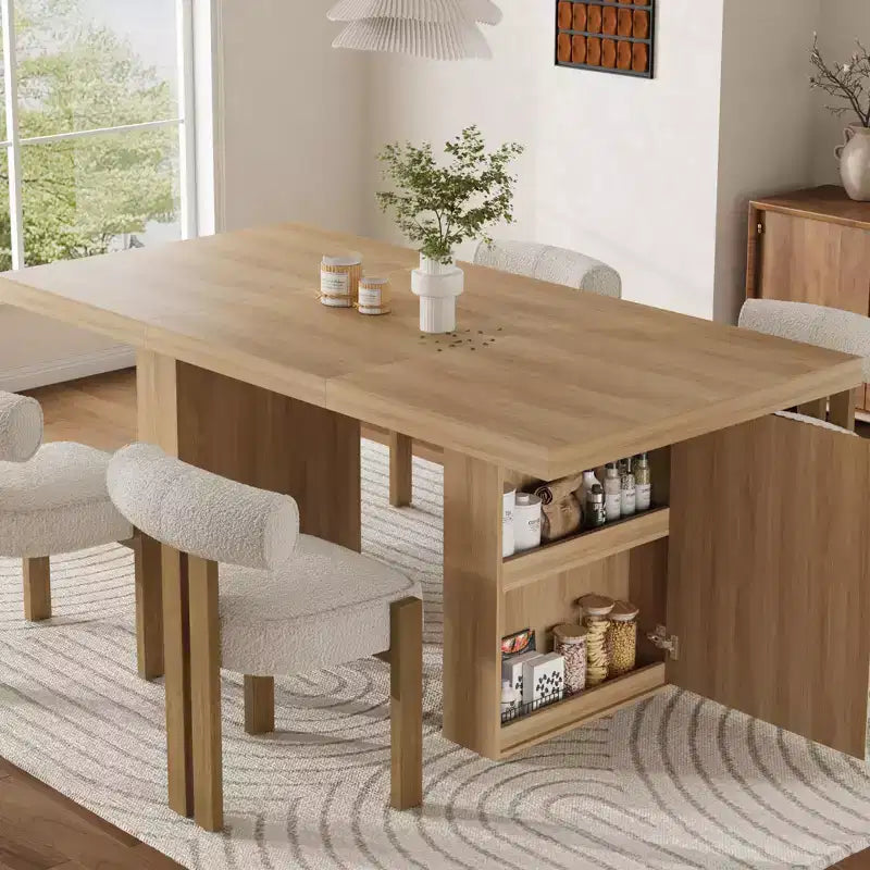 Grande tavolo da pranzo da 70,8 pollici con gambe scanalate e contenitore, tavolo da pranzo moderno in legno per 6-8-10 persone, mobile resistente per sala da pranzo