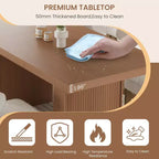 Grande tavolo da pranzo da 70,8 pollici con gambe scanalate e contenitore, tavolo da pranzo moderno in legno per 6-8-10 persone, mobile resistente per sala da pranzo