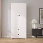 Guardaroba armadio moderno in legno da camera da letto da 71 pollici con 2 ante, 2 cassetti, ripiani regolabili, armadietto per vestiti e asta appendiabiti