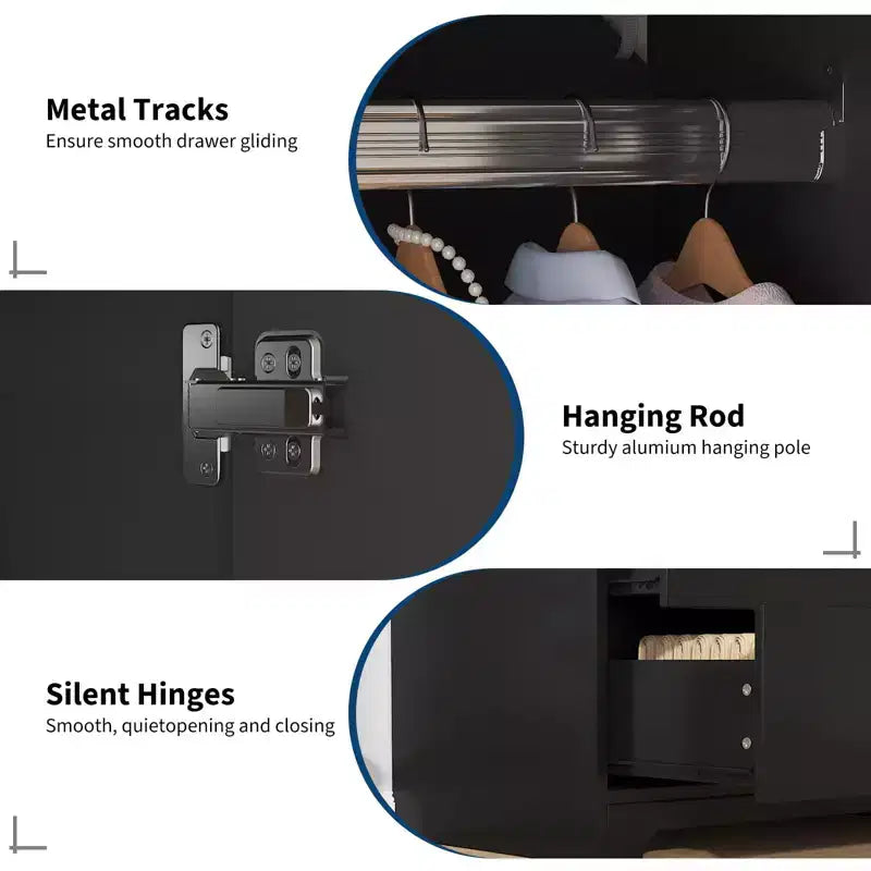 Guardaroba armadio moderno in legno da camera da letto da 71 pollici con 2 ante, 2 cassetti, ripiani regolabili, armadietto per vestiti e asta appendiabiti