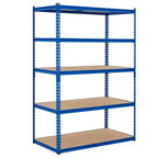 Scaffale portaoggetti da garage a 5 ripiani per carichi pesanti, scaffale in metallo regolabile, capacità 1134 kg, 122 x 46 x 183 cm (L x P x A), struttura in acciaio senza bulloni, pannelli in MDF