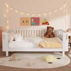 Lit plateforme en bois profil bas taille Queen JVNOXK avec barrières amovibles, lit enfant sécurisé pour filles et garçons