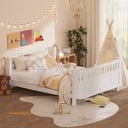 Lit plateforme en bois profil bas taille Queen JVNOXK avec barrières amovibles, lit enfant sécurisé pour filles et garçons