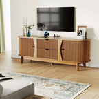 Mobile TV con Prese di Corrente, 2 Cassetti e 2 Armadietti con Ante a Griglia per TV fino a 70 pollici, Console Multimediale