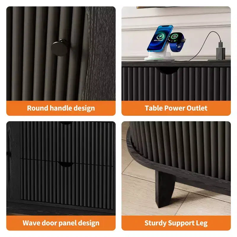 Meuble TV avec prises électriques, 2 tiroirs et 2 placards avec portes grillagées pour téléviseurs jusqu'à 70 pouces, console multimédia