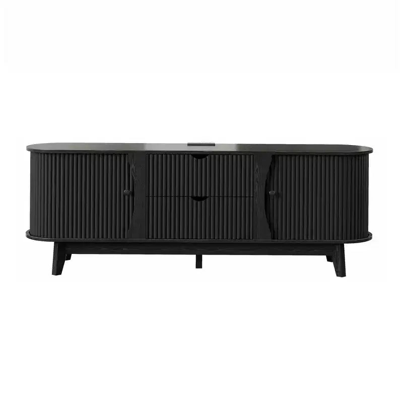 TV Stand with Power Outlets, 2 Drawers and 2 Grille Door Cabinets for up to 70 inch TVs, Media Console
