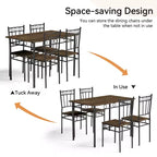 Ensemble de salle à manger 5 pièces Dyonery pour 4 personnes – Table et chaises de cuisine avec cadre en métal robuste, design moderne peu encombrant