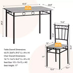 Ensemble de salle à manger 5 pièces Dyonery pour 4 personnes – Table et chaises de cuisine avec cadre en métal robuste, design moderne peu encombrant