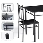 Ensemble de salle à manger 5 pièces Dyonery pour 4 personnes – Table et chaises de cuisine avec cadre en métal robuste, design moderne peu encombrant