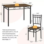 Ensemble de salle à manger 5 pièces Dyonery pour 4 personnes – Table et chaises de cuisine avec cadre en métal robuste, design moderne peu encombrant