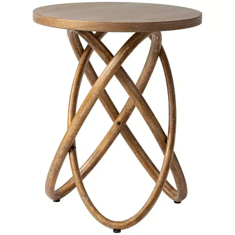 COZAYH Round End Table with Intertwined Base Design for Home Living Room, Walnut