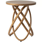 COZAYH Round End Table with Intertwined Base Design for Home Living Room, Walnut