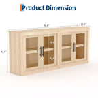 Madia buffet contemporanea con ante in vetro e ripiano in legno massello spesso, credenza capiente per sala da pranzo, cucina e angolo caffè