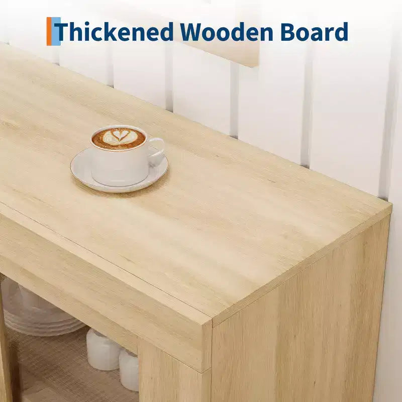 Madia buffet contemporanea con ante in vetro e ripiano in legno massello spesso, credenza capiente per sala da pranzo, cucina e angolo caffè