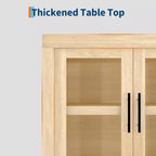 Madia buffet contemporanea con ante in vetro e ripiano in legno massello spesso, credenza capiente per sala da pranzo, cucina e angolo caffè