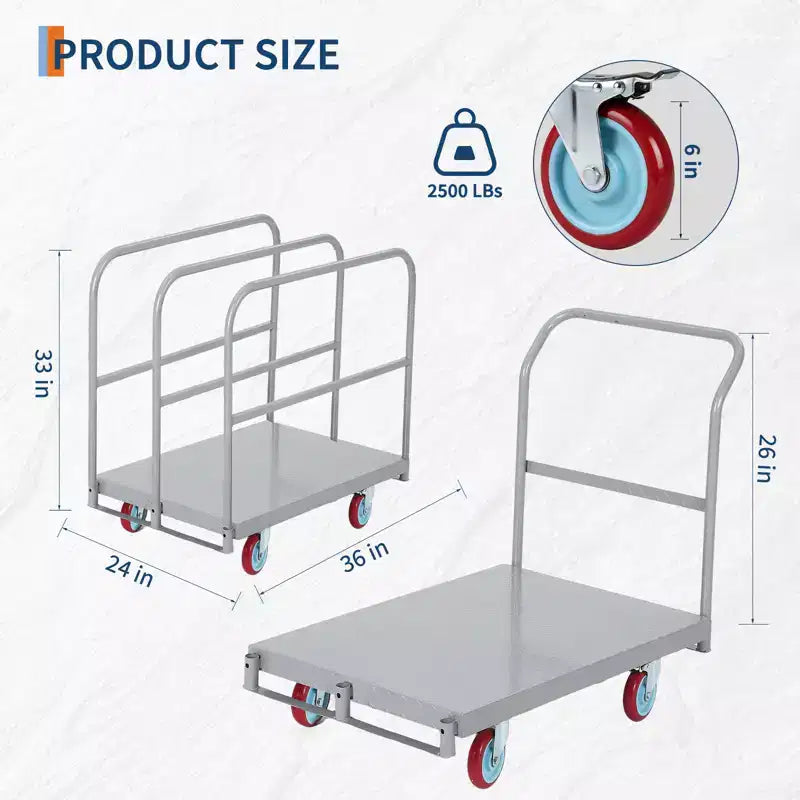 Carrello a mano pieghevole per impieghi gravosi da 2500 libbre Carrello piattaforma convertibile 2 in 1 Carrello a pianale durevole per spostamento elettrodomestici, edilizia, uso in magazzino