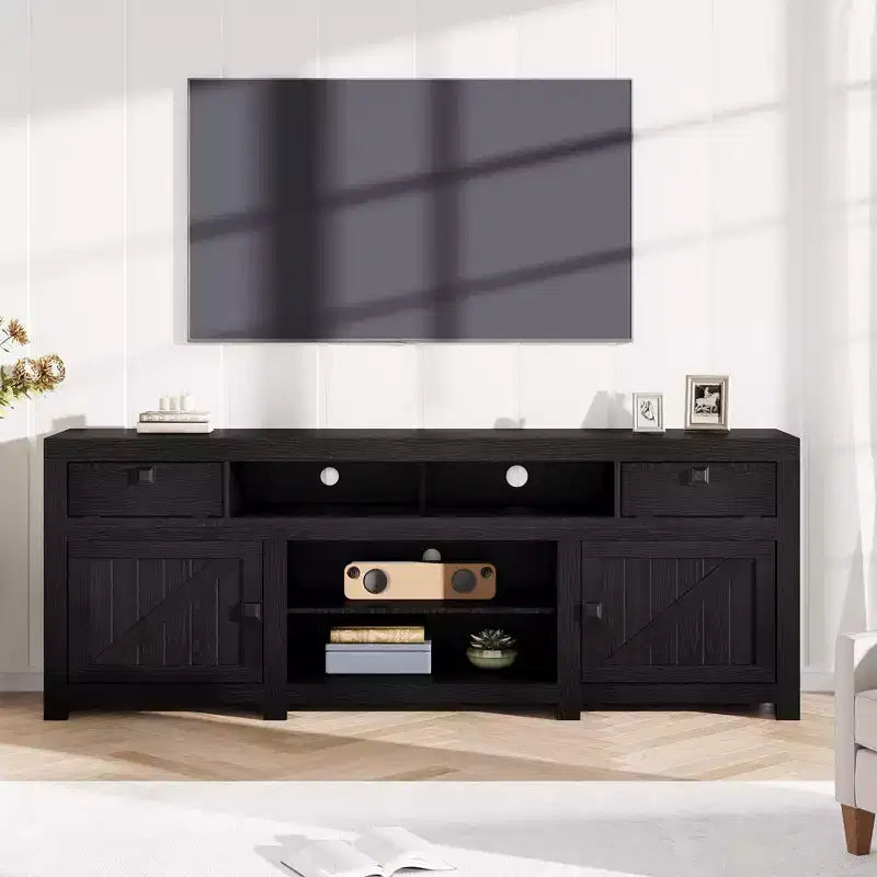 70.1 Farmhouse Wood TV Stand for 70 Inch TVs, Entertainment Center with Drawers, Adjustable Shelves & Cable Management for Living Room & Bedroom