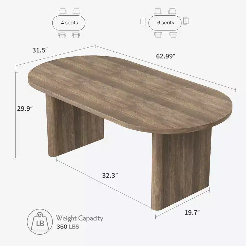 Tavolo da pranzo ovale COZONY, tavolo da cucina in stile rustico con robusta base in legno, grande tavolo da pranzo per cucina, soggiorno, ufficio