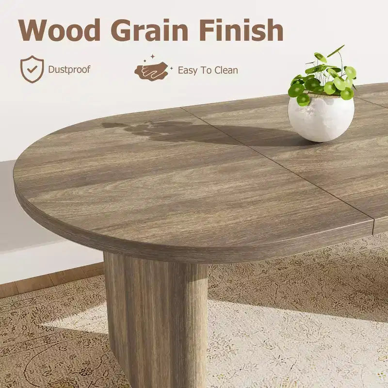 Tavolo da pranzo ovale COZONY, tavolo da cucina in stile rustico con robusta base in legno, grande tavolo da pranzo per cucina, soggiorno, ufficio