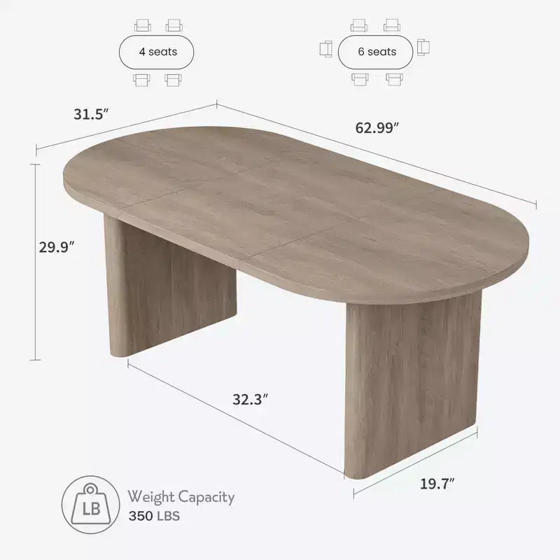 Tavolo da pranzo ovale COZONY, tavolo da cucina in stile rustico con robusta base in legno, grande tavolo da pranzo per cucina, soggiorno, ufficio