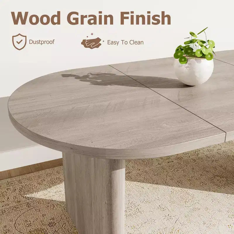 Tavolo da pranzo ovale COZONY, tavolo da cucina in stile rustico con robusta base in legno, grande tavolo da pranzo per cucina, soggiorno, ufficio