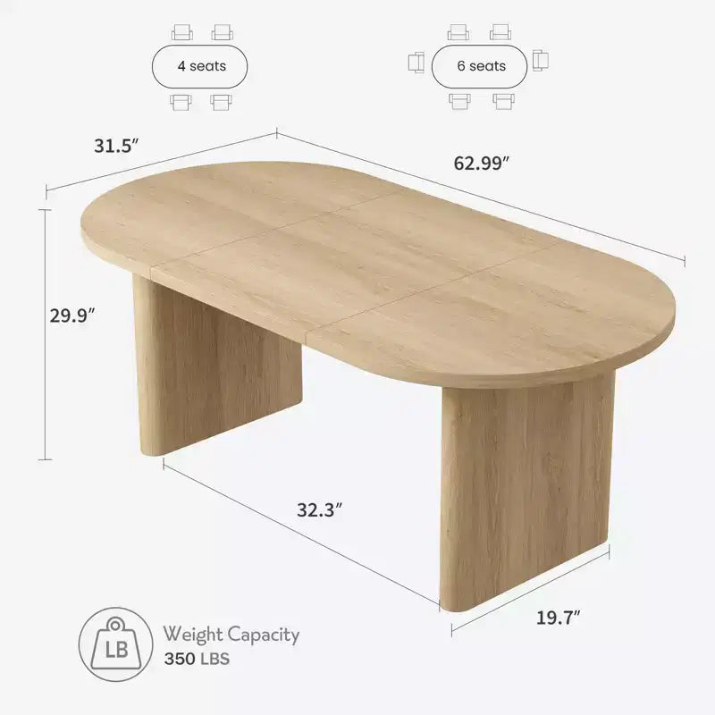 Tavolo da pranzo ovale COZONY, tavolo da cucina in stile rustico con robusta base in legno, grande tavolo da pranzo per cucina, soggiorno, ufficio
