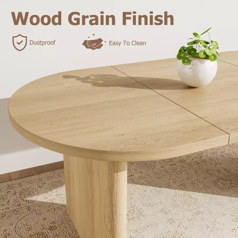 Tavolo da pranzo ovale COZONY, tavolo da cucina in stile rustico con robusta base in legno, grande tavolo da pranzo per cucina, soggiorno, ufficio
