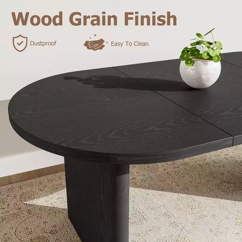 Tavolo da pranzo ovale COZONY, tavolo da cucina in stile rustico con robusta base in legno, grande tavolo da pranzo per cucina, soggiorno, ufficio