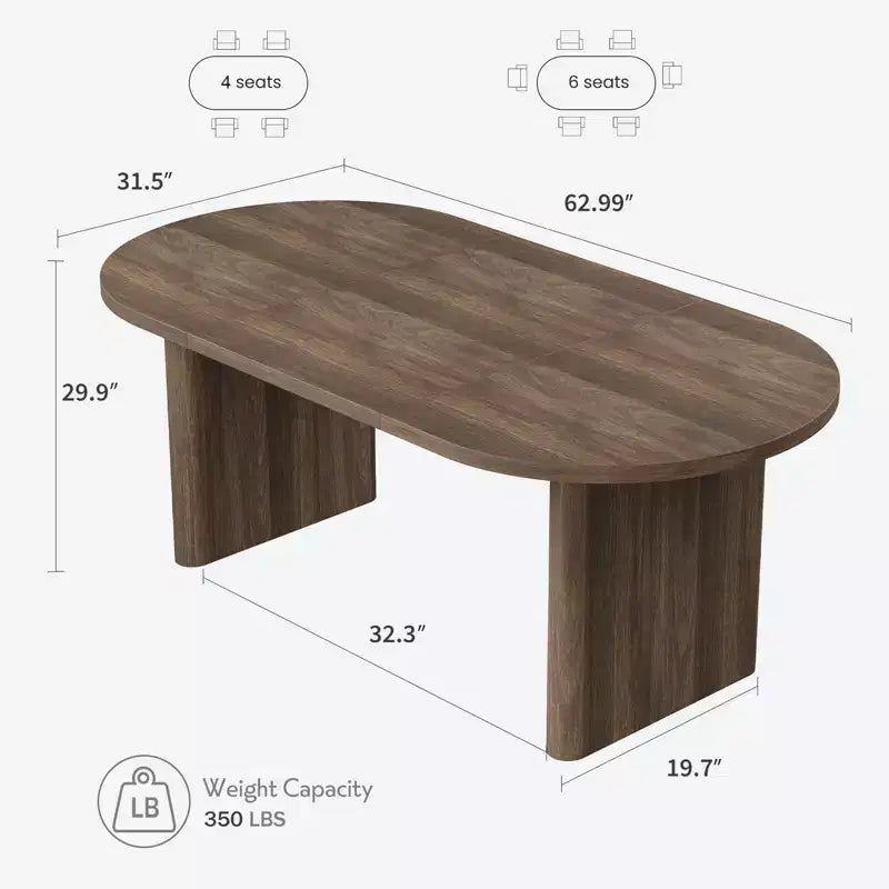 Tavolo da pranzo ovale COZONY, tavolo da cucina in stile rustico con robusta base in legno, grande tavolo da pranzo per cucina, soggiorno, ufficio