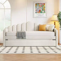 FAMYYT Twin Size Upholstered Daybed With Charging Station, Trundle, Easy Assembly