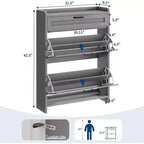 Meuble de rangement à chaussures autoportant GustoWave avec 2 tiroirs basculants pour entrée, couloir, salon