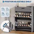 Meuble de rangement à chaussures autoportant GustoWave avec 2 tiroirs basculants pour entrée, couloir, salon