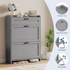Meuble de rangement à chaussures autoportant GustoWave avec 2 tiroirs basculants pour entrée, couloir, salon