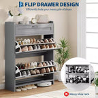 Meuble de rangement à chaussures autoportant GustoWave avec 2 tiroirs basculants pour entrée, couloir, salon