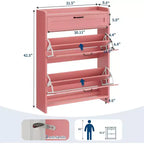 Meuble de rangement à chaussures autoportant GustoWave avec 2 tiroirs basculants pour entrée, couloir, salon