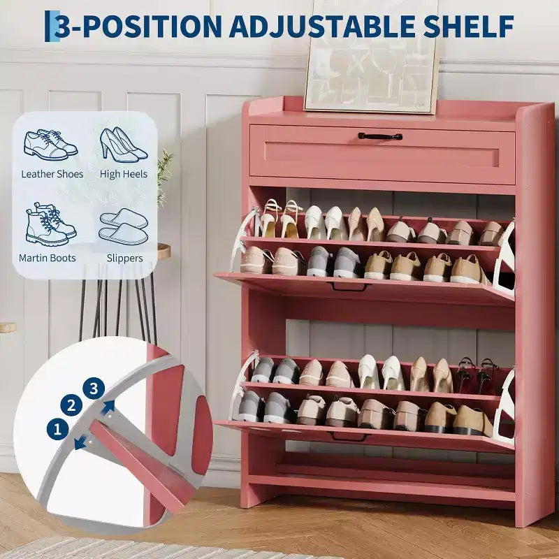 Meuble de rangement à chaussures autoportant GustoWave avec 2 tiroirs basculants pour entrée, couloir, salon